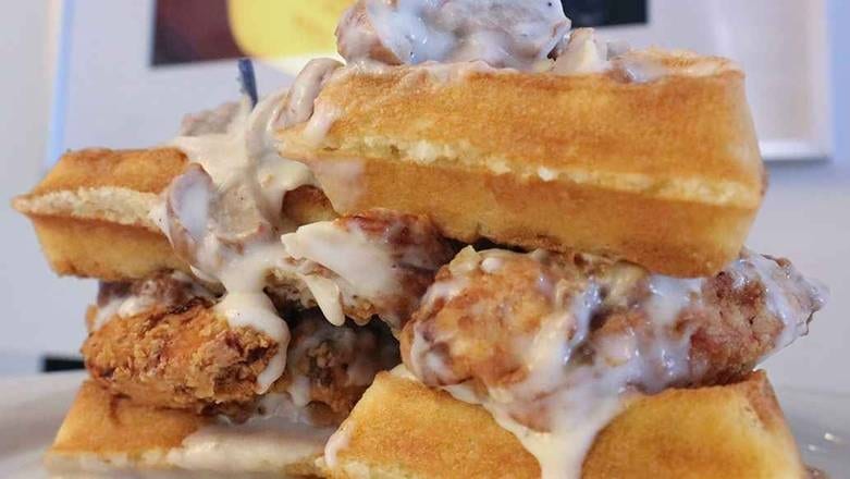 .Chicken Waffle Sandwich.