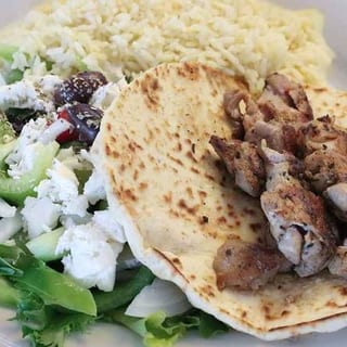 .Pork Souvlaki Platter