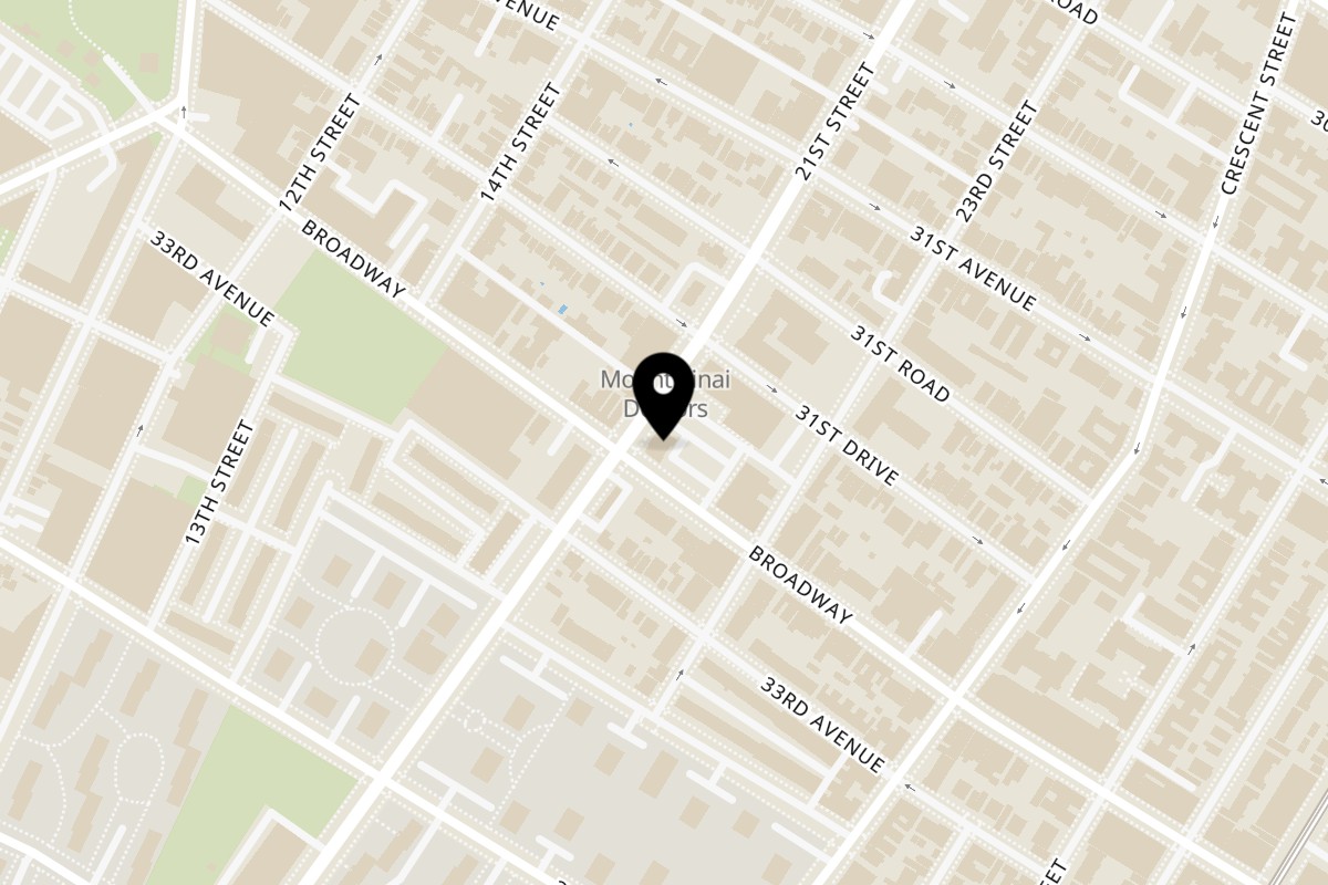 Map showing the location of Bel Aire Diner on 31-91 21st St in Astoria